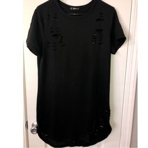 Black Distressed TShirt Dress